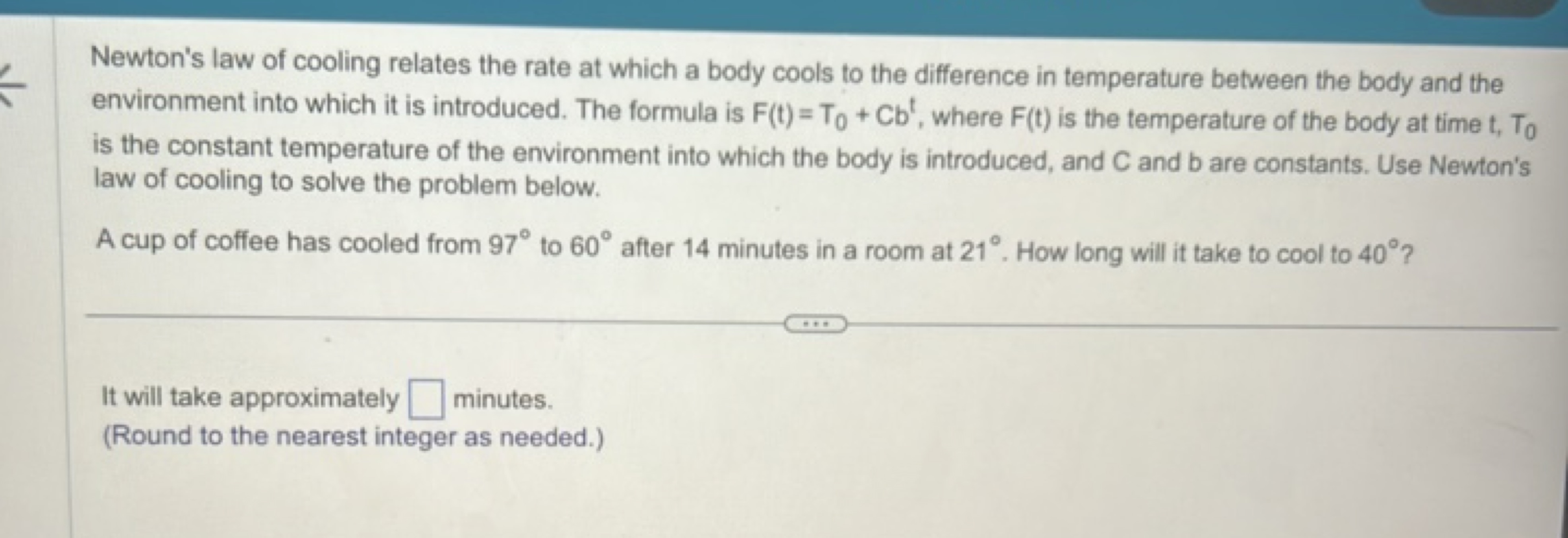 Newton's law of cooling relates the rate at which a body cools to the 