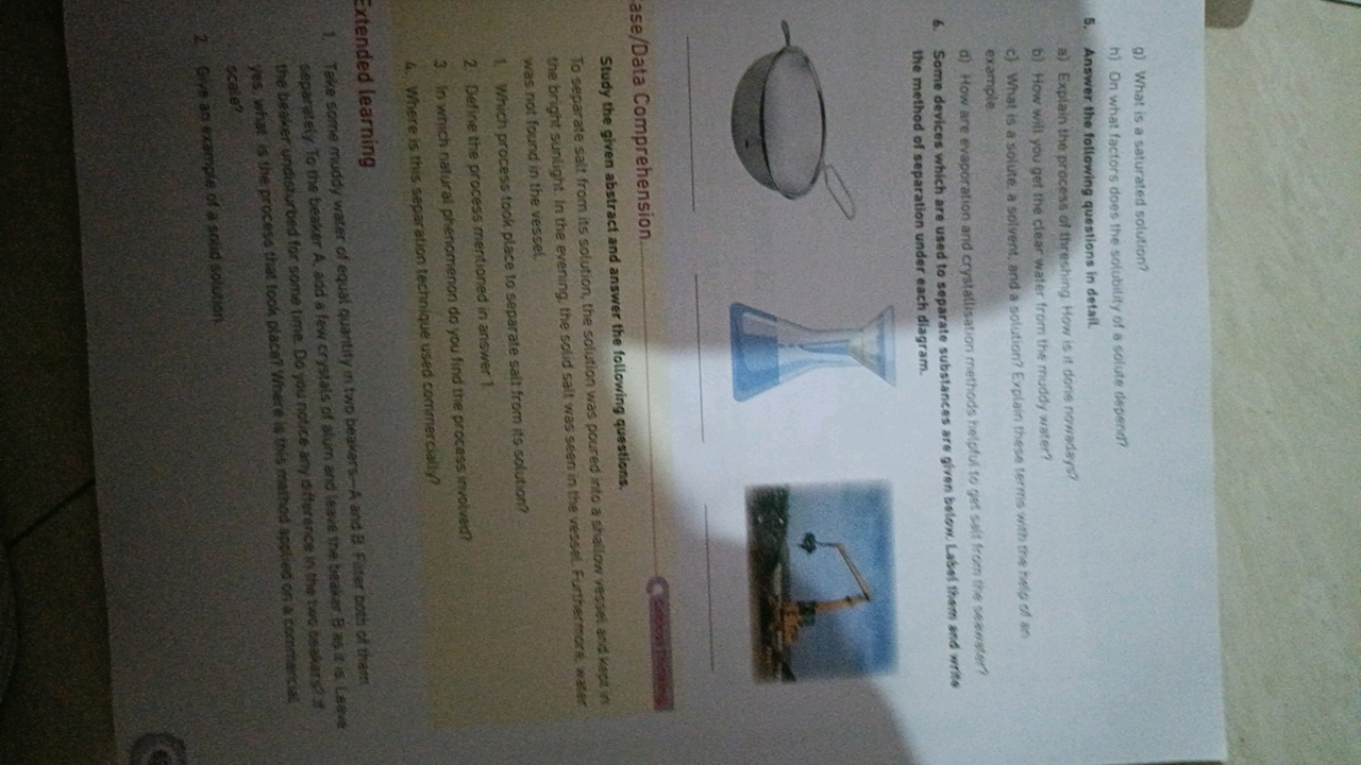 g) What is a saturated solution?
h) On what factors does the solubitit