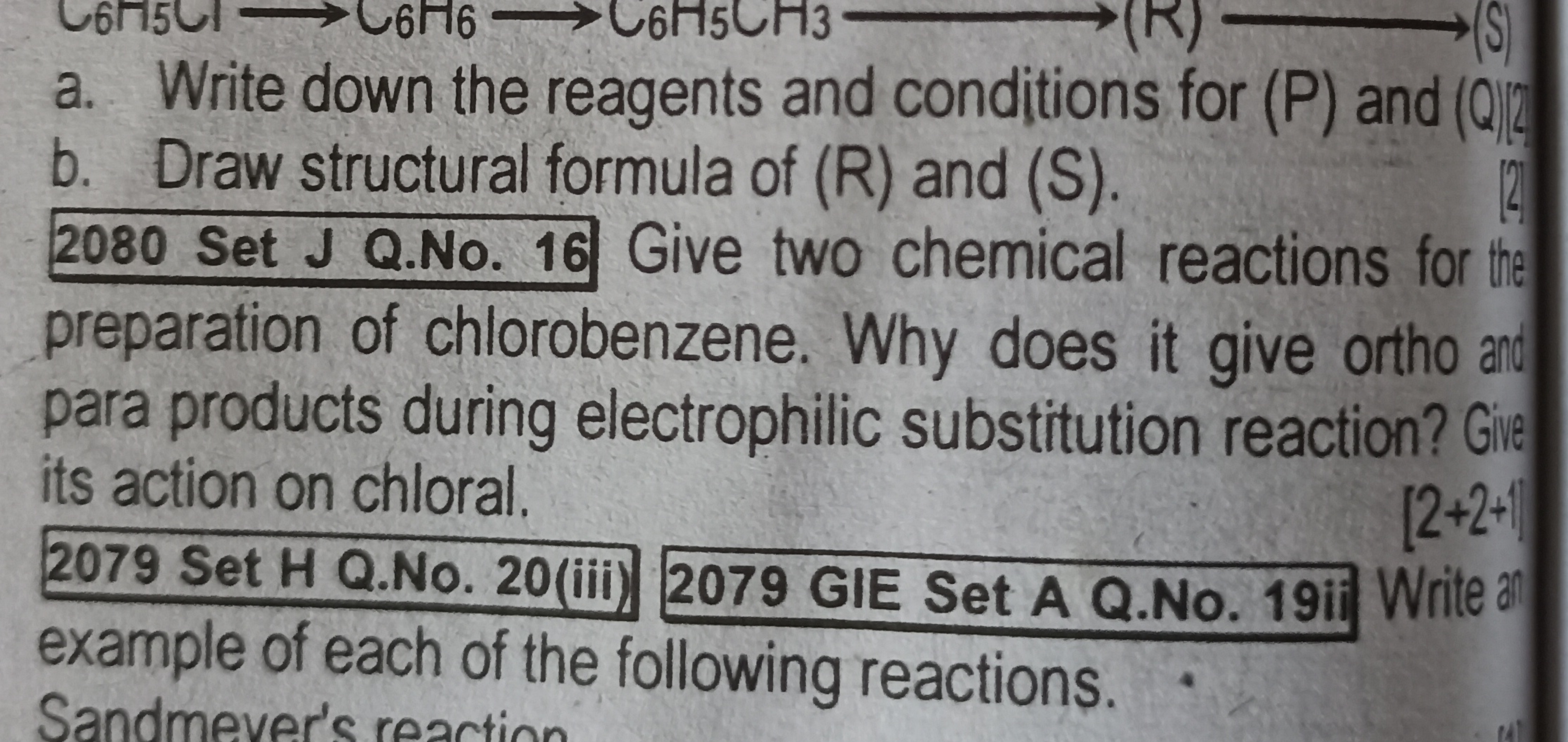 a. Write down the reagents and conditions for (P) and (Q∣)2​
b. Draw s