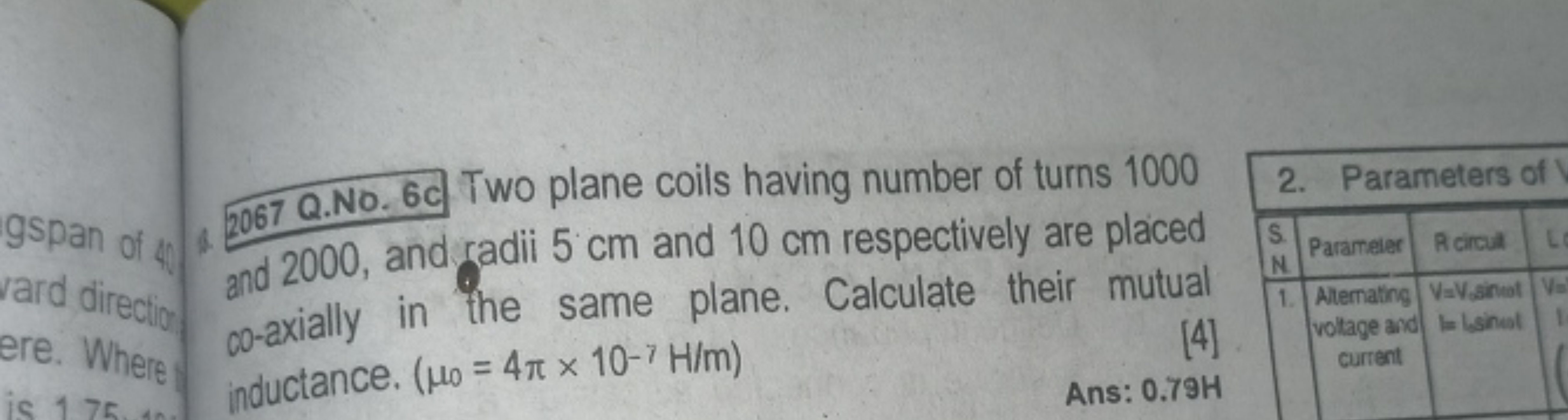 42067 Q.No. 6 C Two plane coils having number of turns 1000 and 2000, 