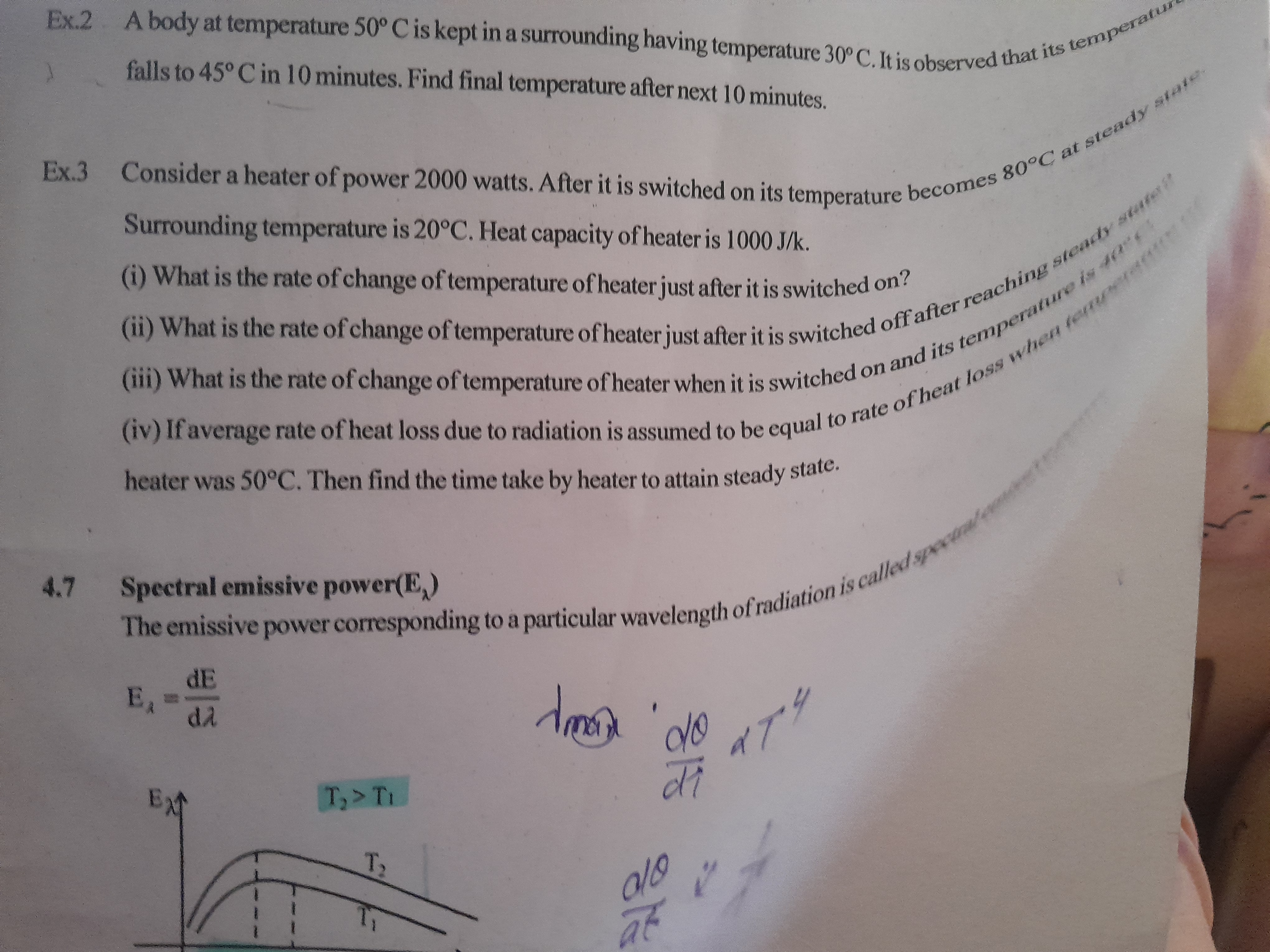 Ex. 2 A body at temperature 50∘C is kept in a surrounding having tempe