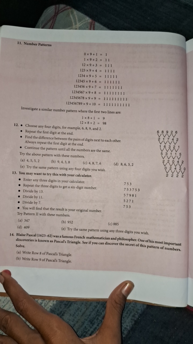 11. Number Patterns
0×9+11×9+212×9+3123×9+41234×9+512345×9+6123456×9+7