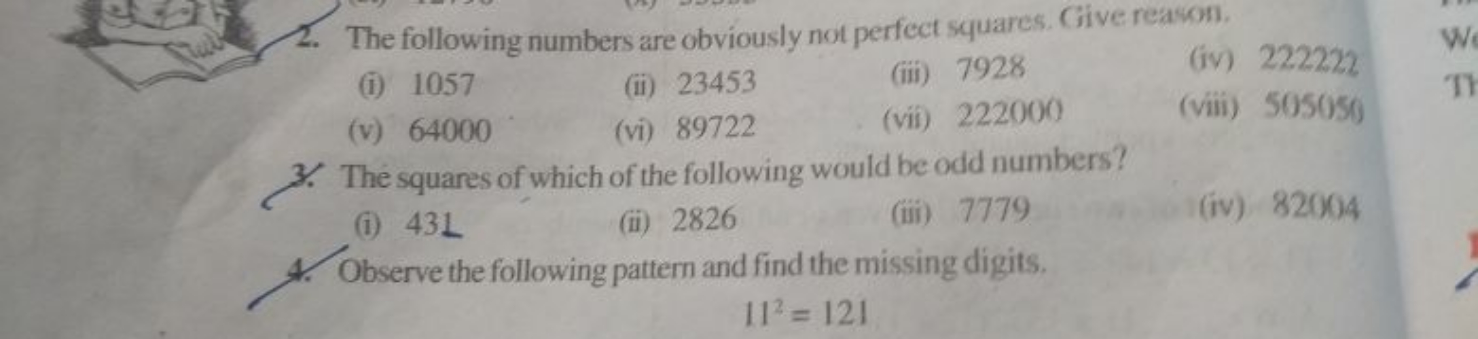 2. The following numbers are obviously not perfect squares. Give reaso