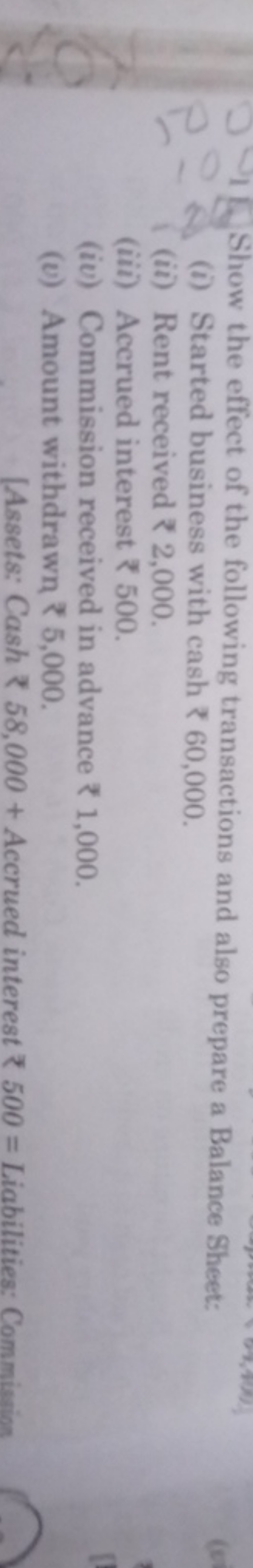 1. Show the effect of the following transactions and also prepare a Ba