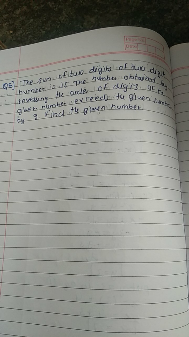 Q5] The sum of twa digits of two digit number is 15. The number obtain