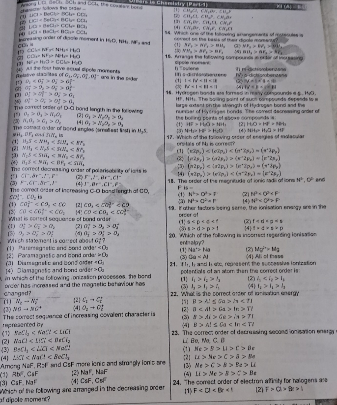 ders in Chemistry (Part-1)
Among LICI, BeClz, BC and CCl4, the covalen