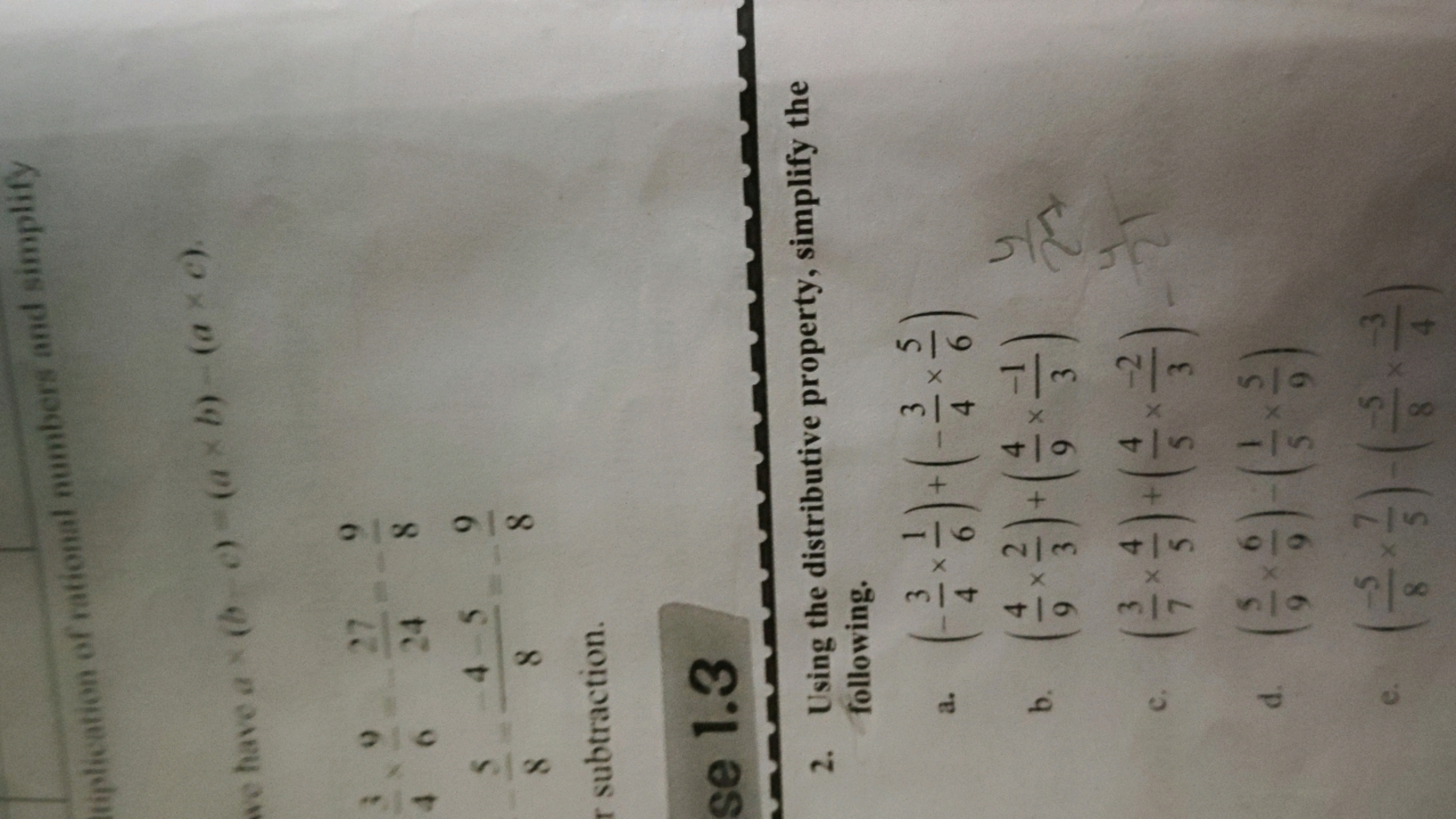 tiplication of rational numbers and simplify

We have a×(b,a)(a×b)−(a×