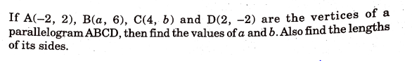 If A(−2,2),B(a,6),C(4,b) and D(2,−2) are the vertices of a parallelogr