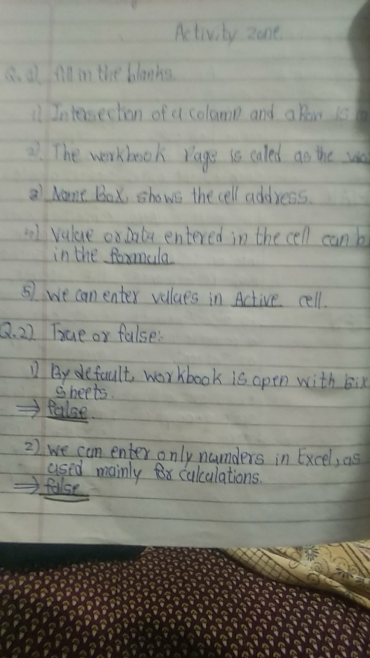 Activity zone.
A. al) fill in the banks.
1) Intersection of a column a