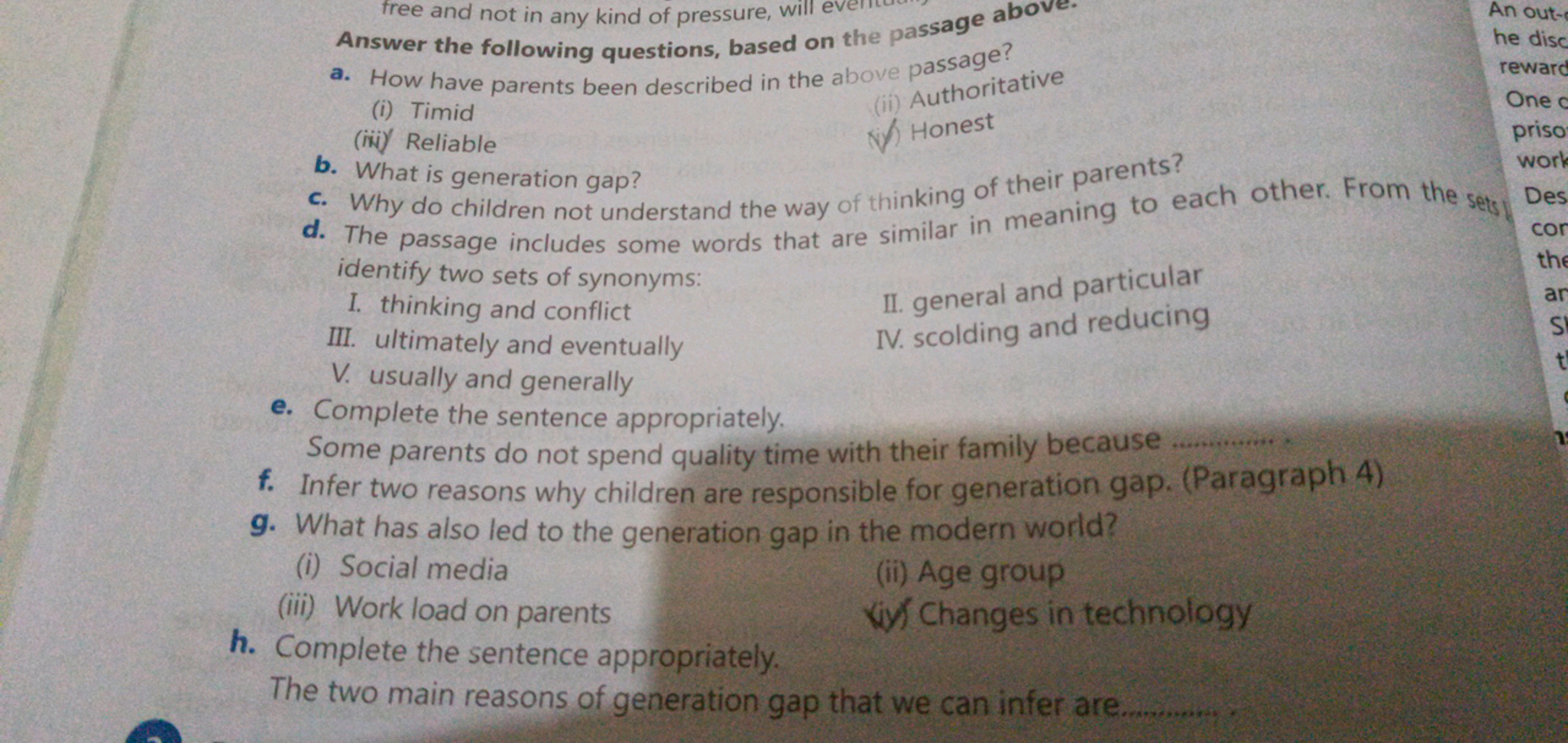 a. How have parents been described in the above passage?
(i) Timid
(ii