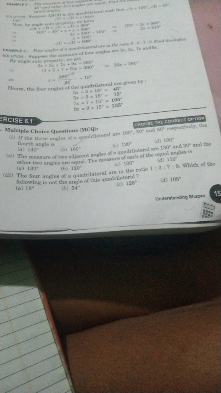 EXAMPLEz: The measure of two adjow are equal. Find the equal angles.
G