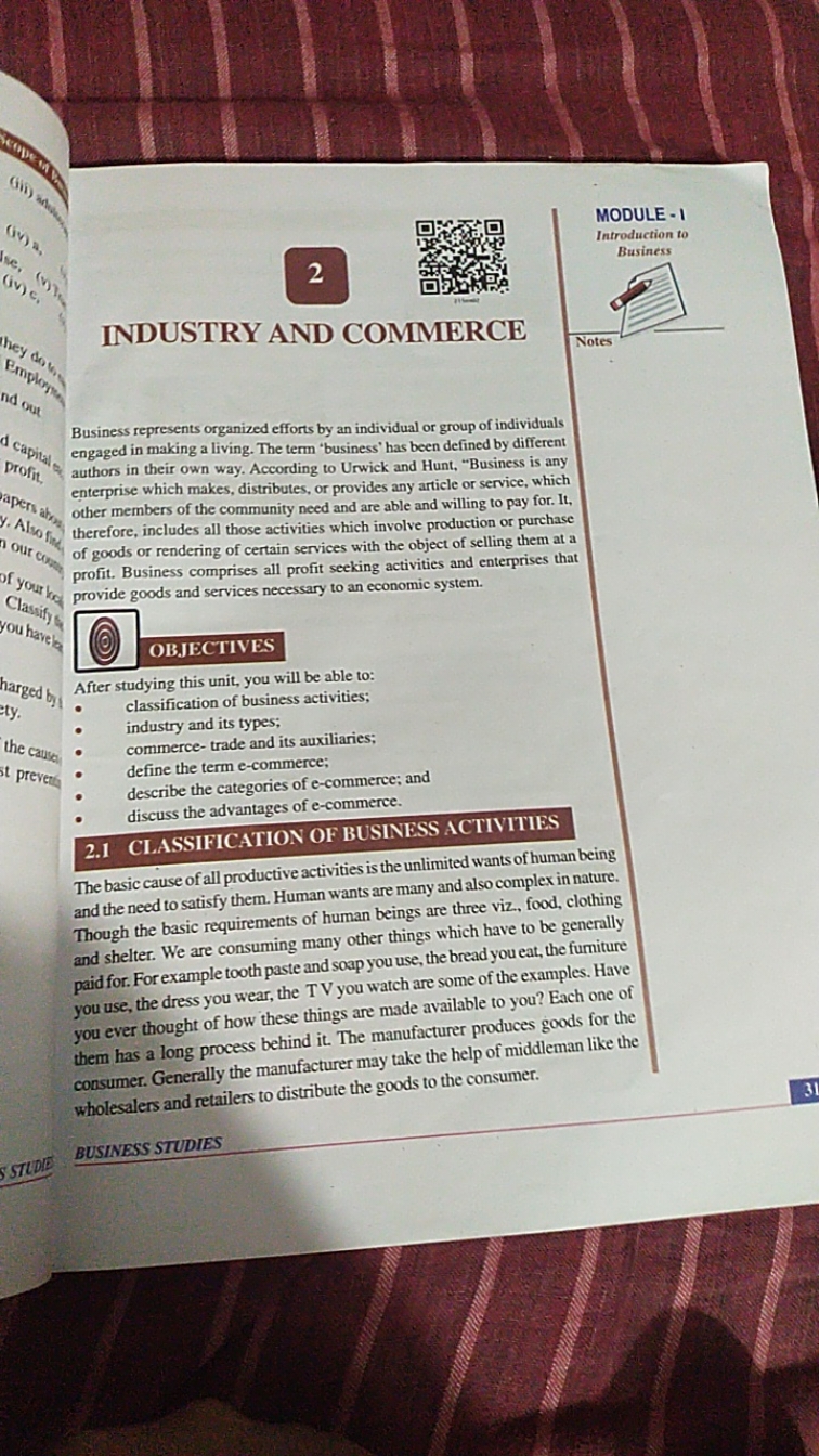 
2

INDUSTRY AND COMMERCEMODULE - 1
Introduction to
Business
Notes

Bu