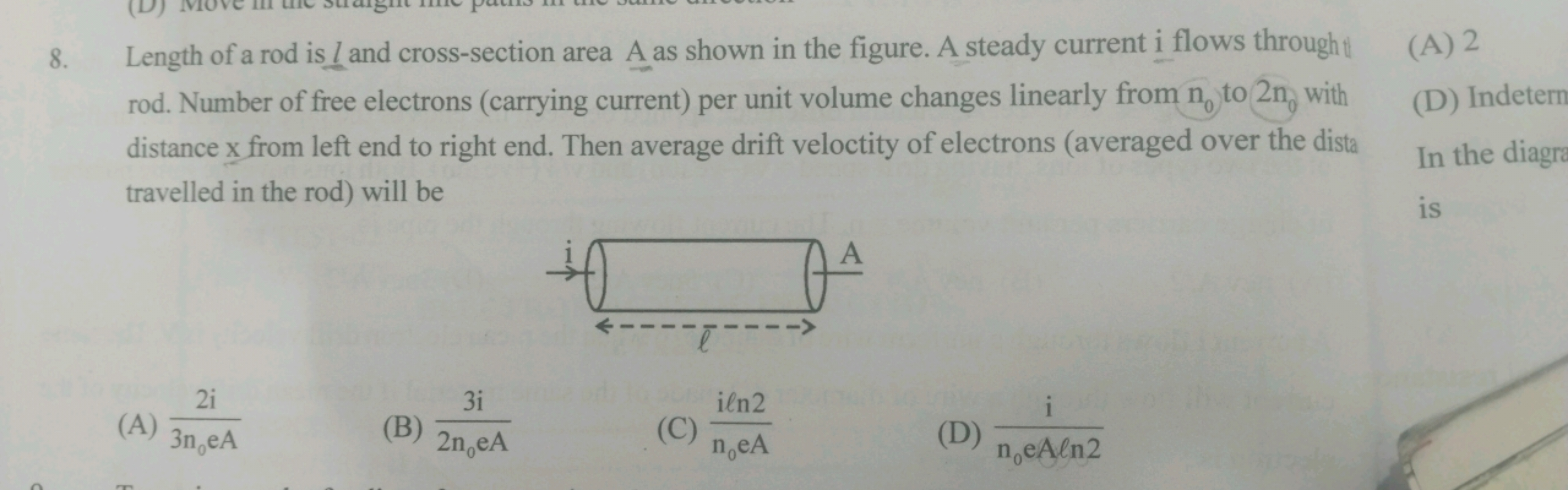 8. Length of a rod is l and cross-section area A as shown in the figur