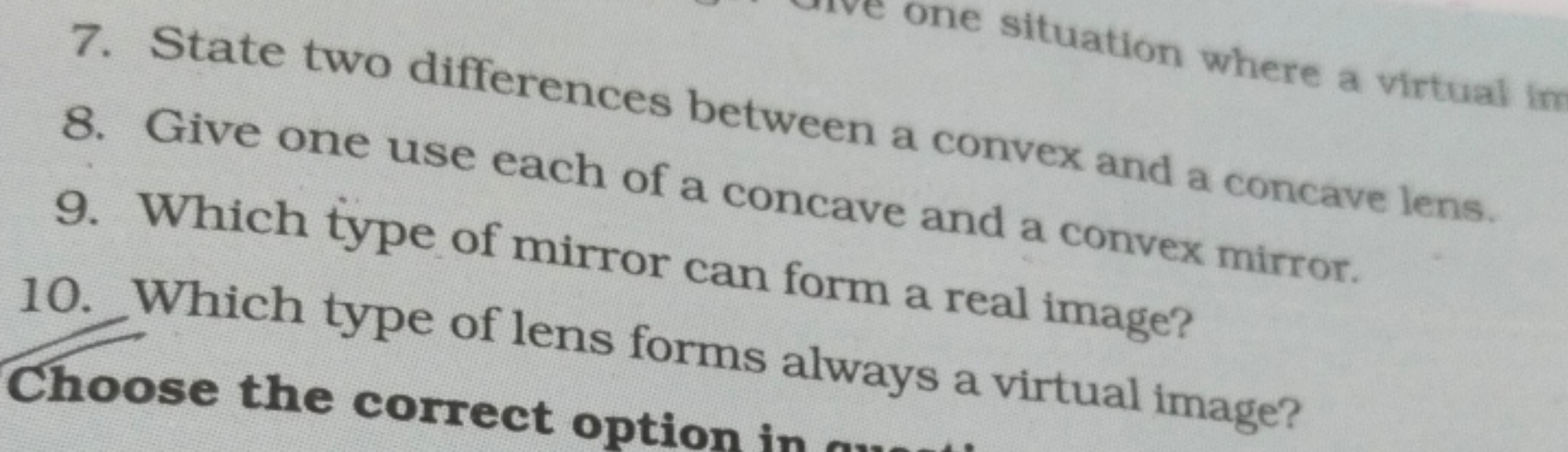 aces between a convex and a concave lens.
and of a concave and a conve