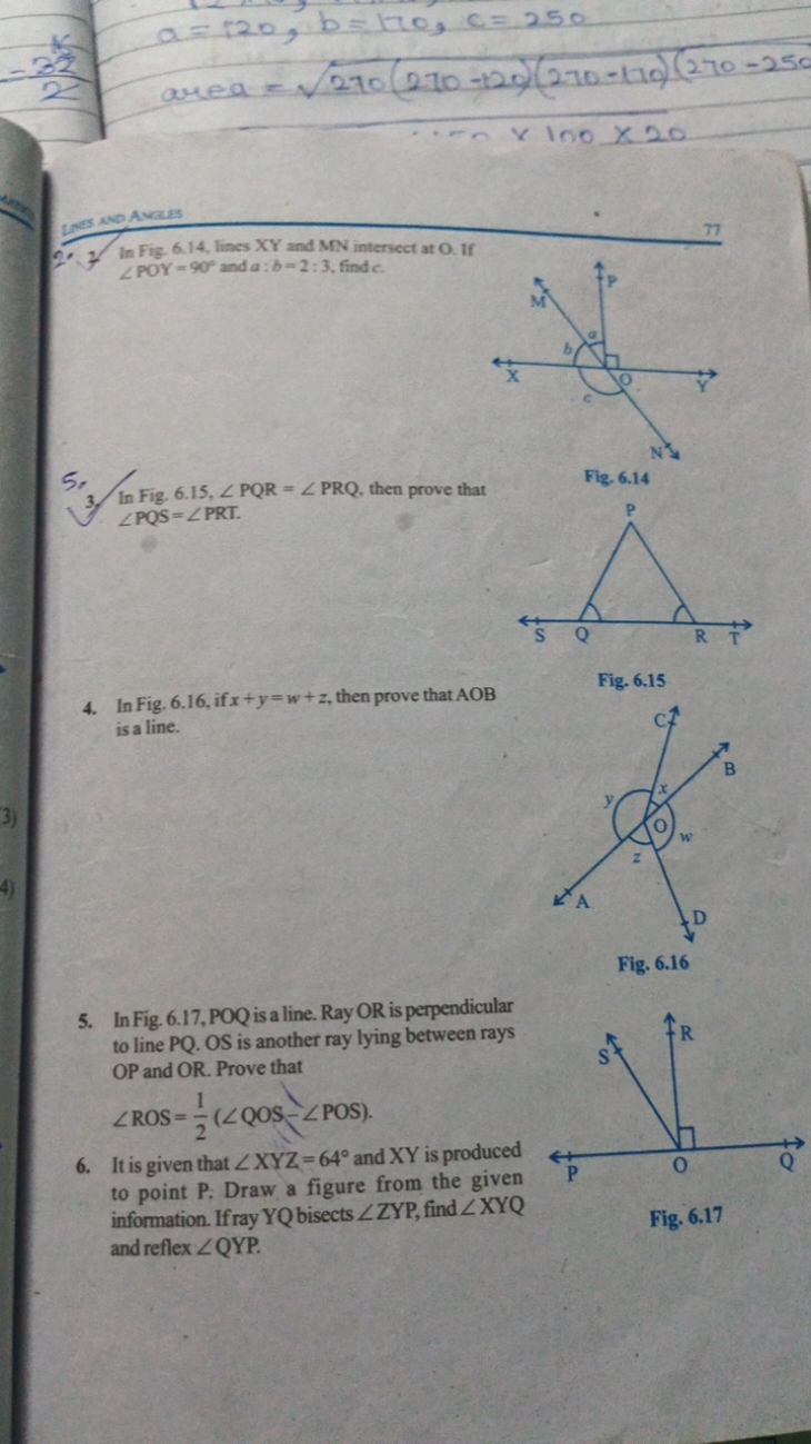 Intis no Anoles
1. In Fig. 6.14, lines XY and MN intersect at O. If
77