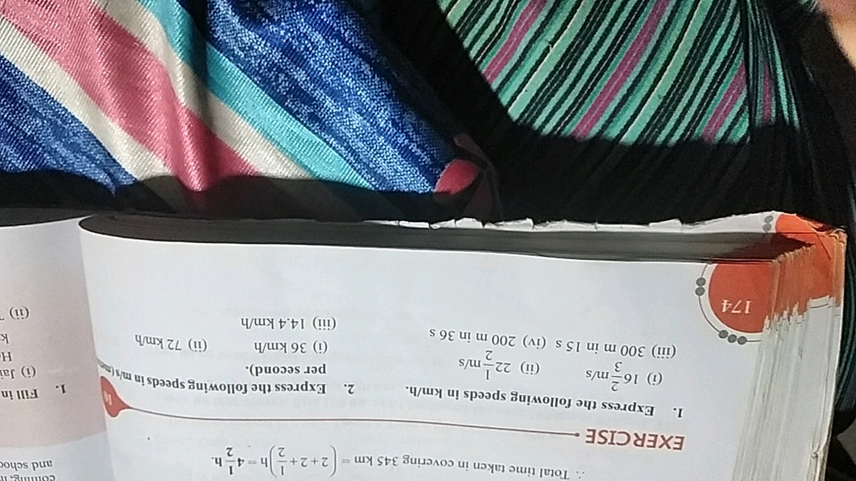 ∴ Total time taken in covering 345 km=(2+2+21​)h=421​ h.
EXERCISE
1. E