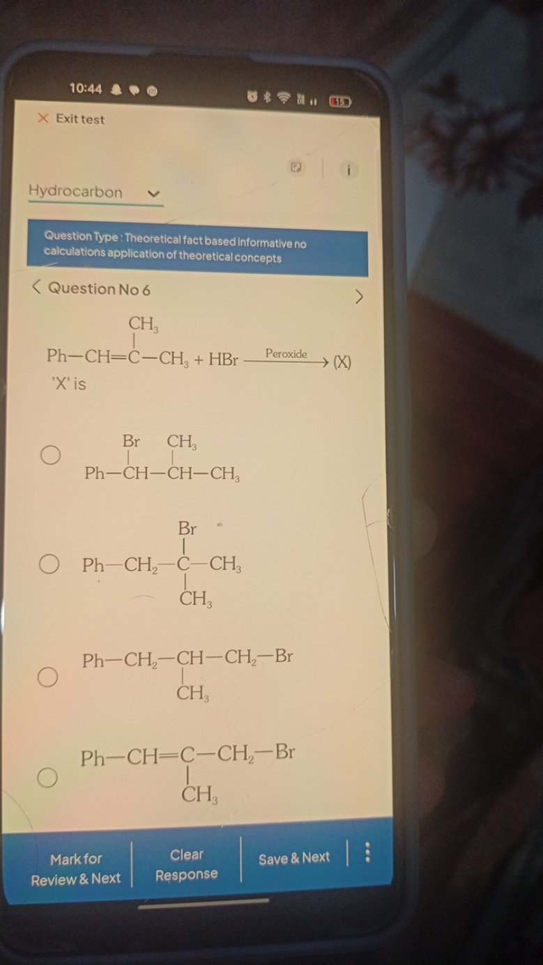 10:44
Exit test
Hydrocarbon

Question Type : Theoretical fact based in