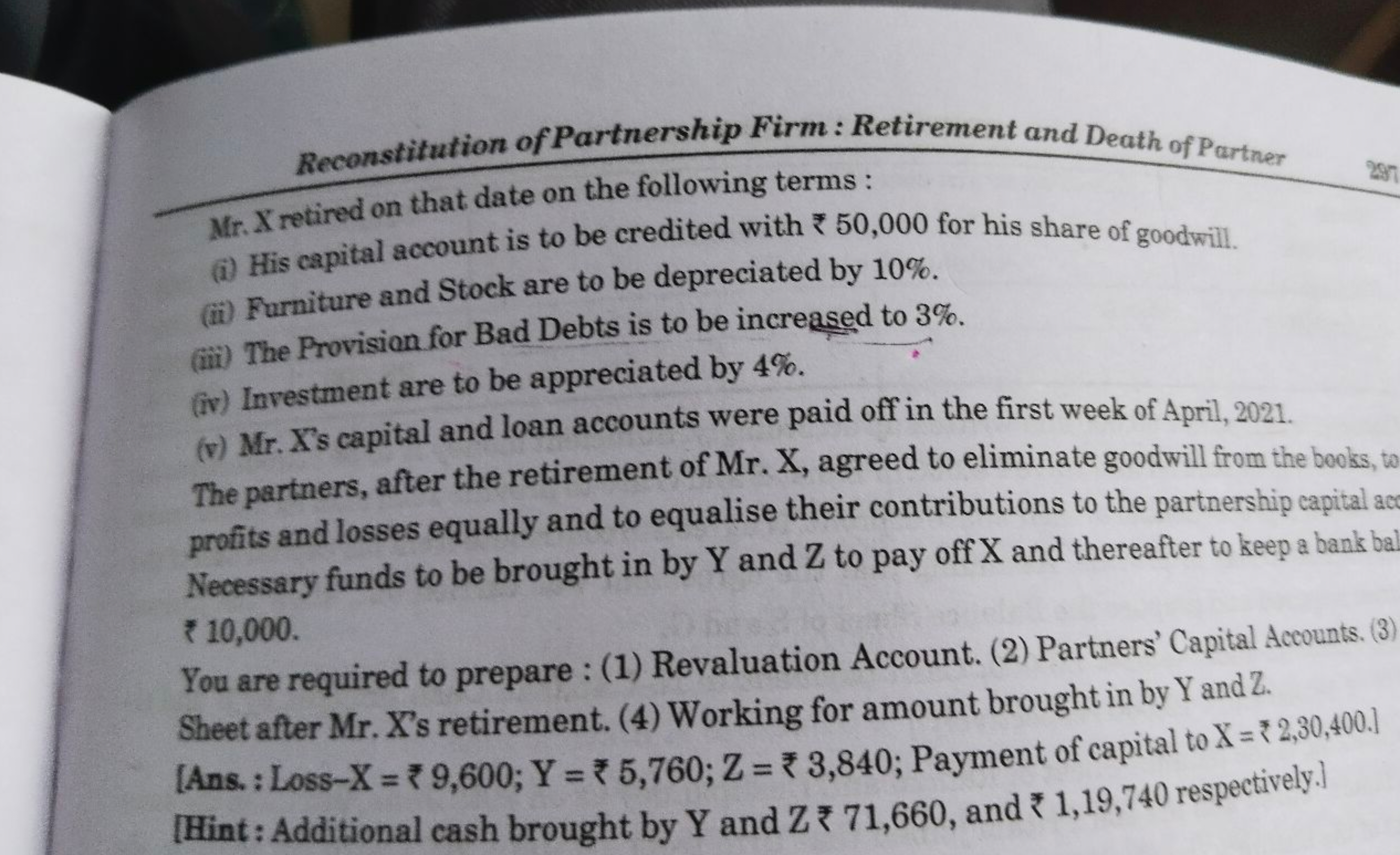 Reconstitution of Partnership Firm : Retirement and Death of Partner
2