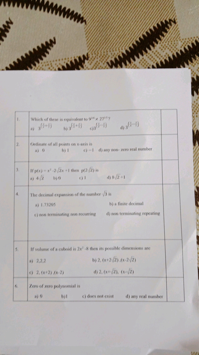 1.
Which of these is equivalent to 94 x 2715?
*) 3(4) b)3(+) 93(4)
4)3