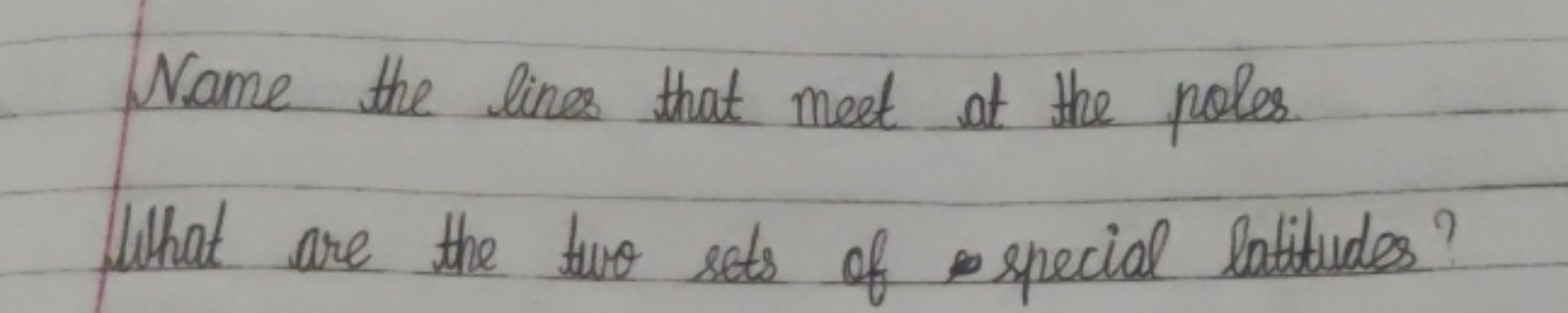 Name the lines that meet at the poles.
What are the two sets of specia