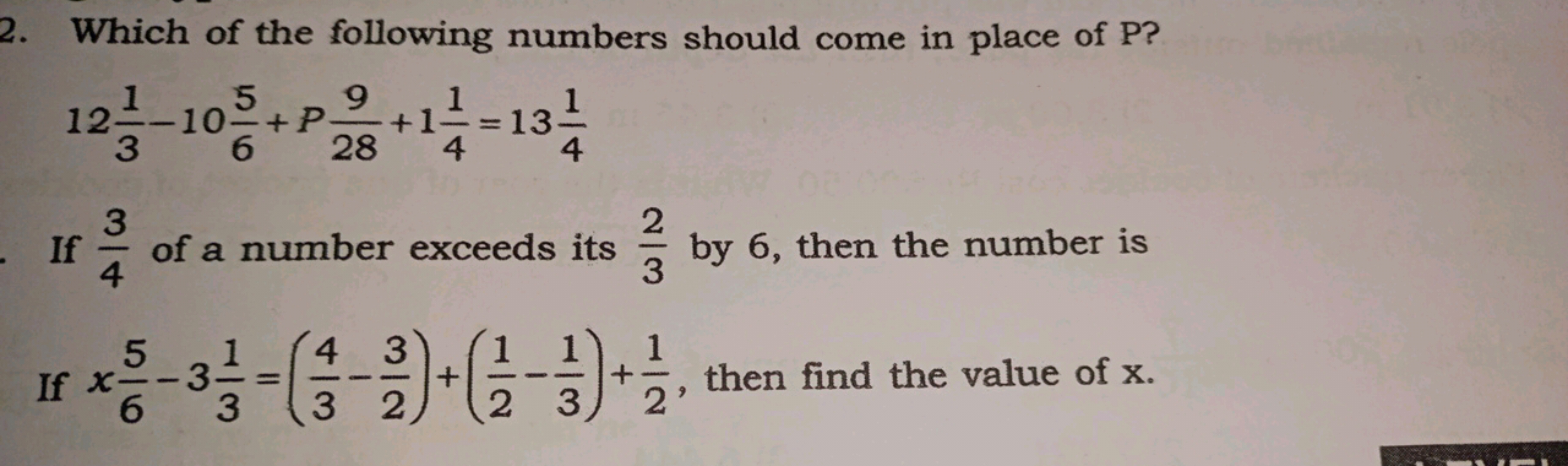 2. Which of the following numbers should come in place of P?
1231​−106