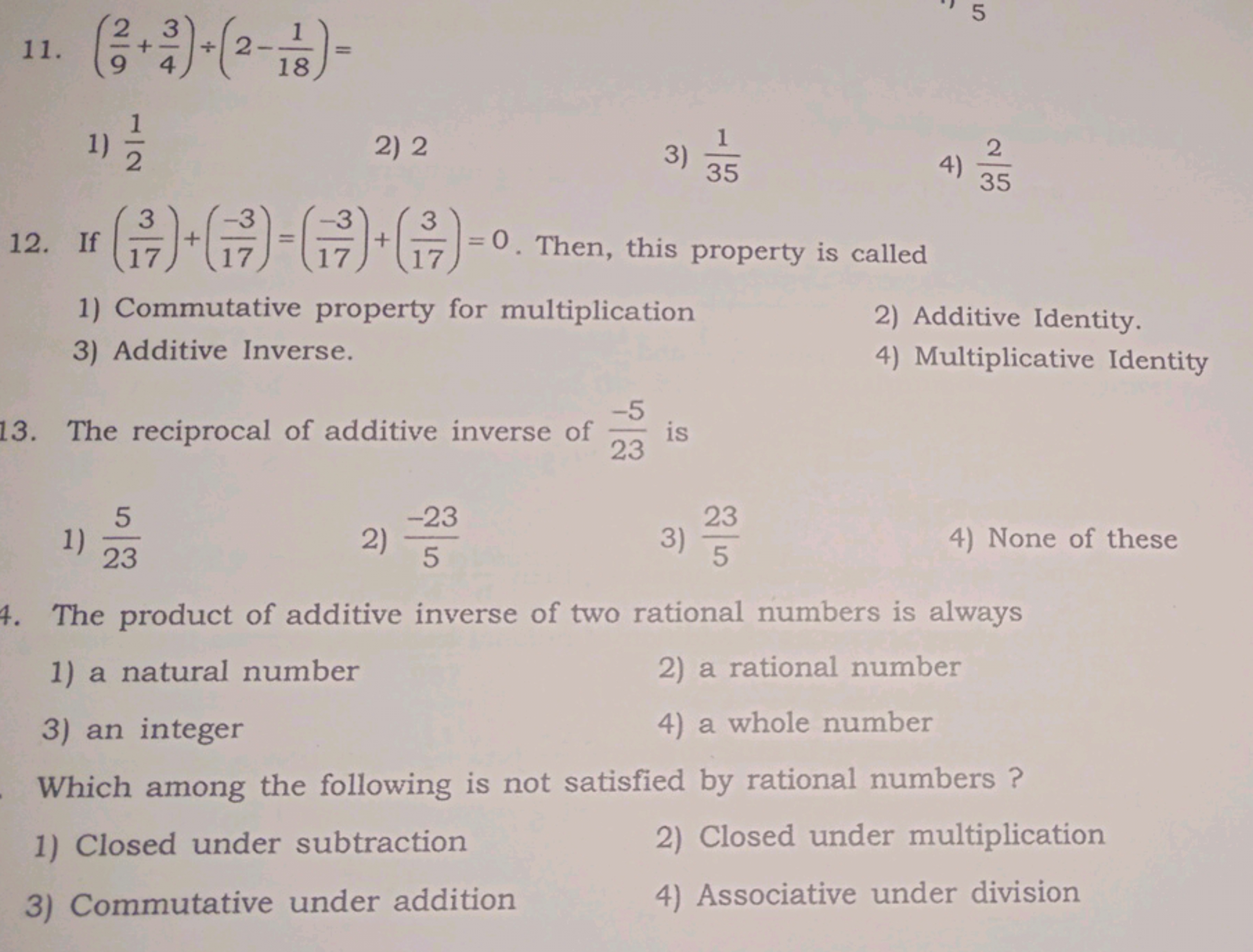 5
11.
(2² + + +-) -(2- +11) -
18
1) 1/1/1
-12
2) 2
3)
35
12. If (17)+(