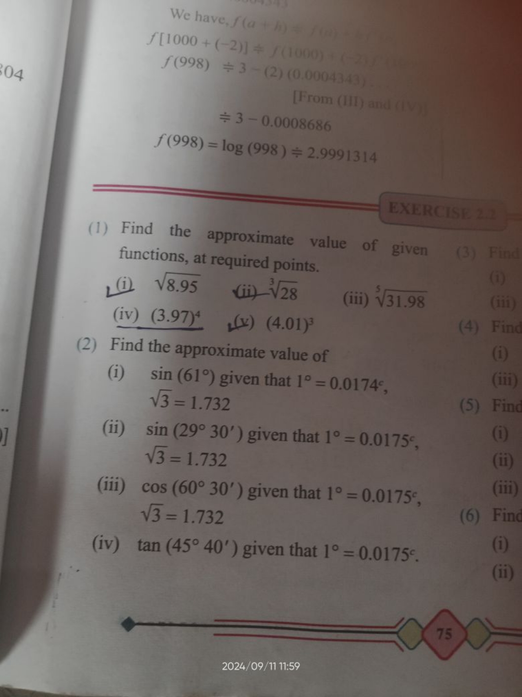 We have,
\[
\begin{array} { l } 
f [ 1000 + ( - 2 ) ] = \square ( 1000