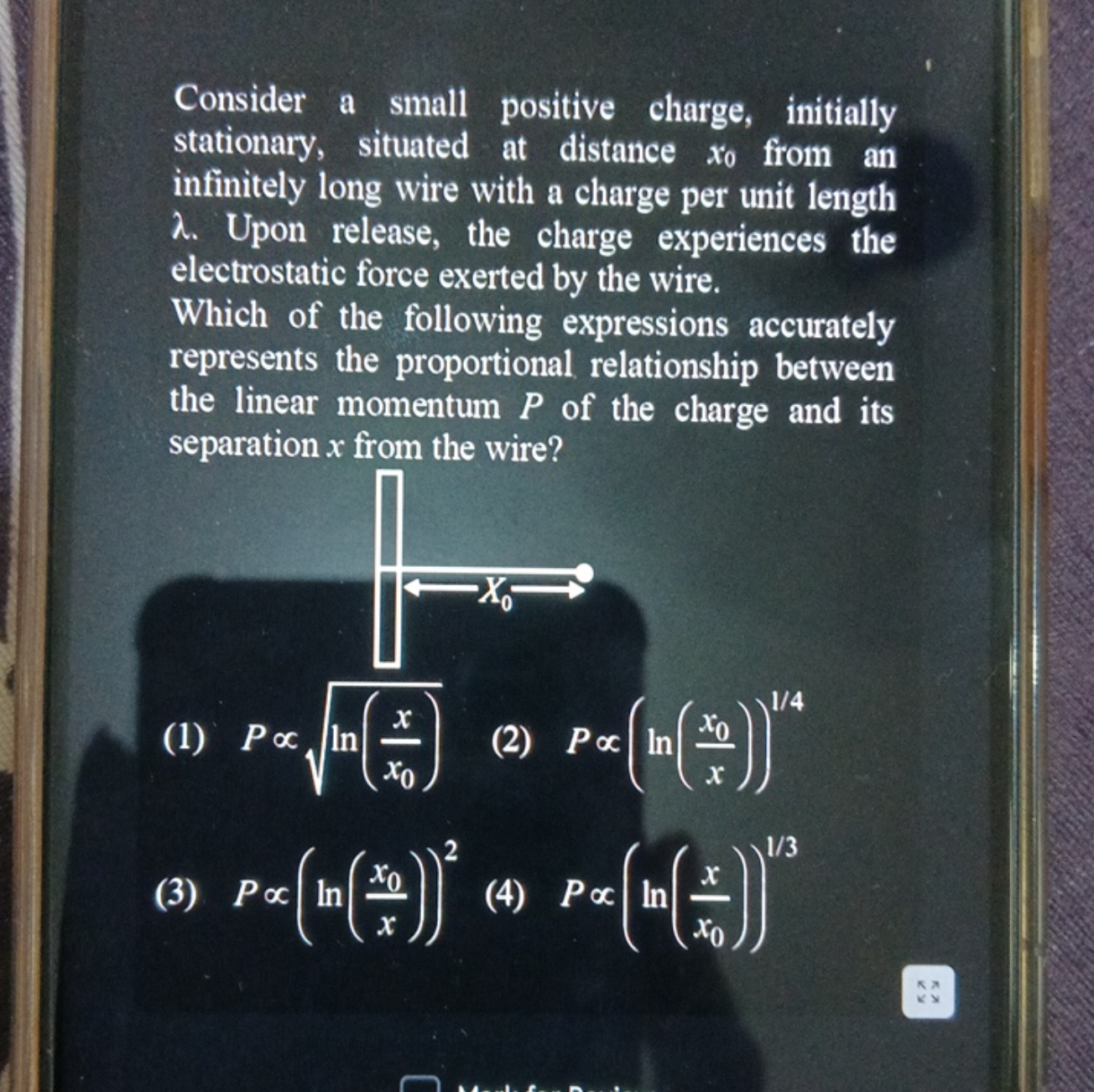 Consider a small positive charge, initially stationary, situated at di