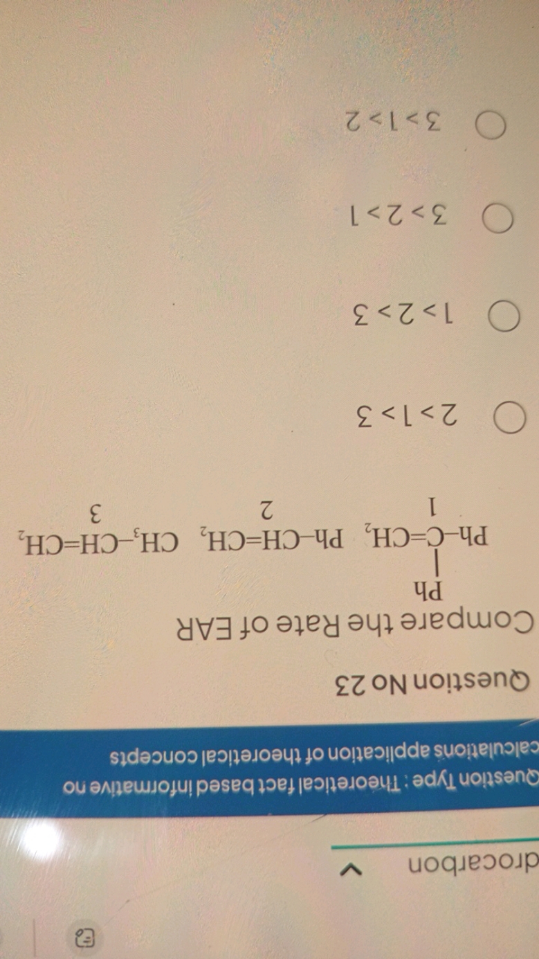 drocarbon

Question Type : Theoretical fact based informative no calcu