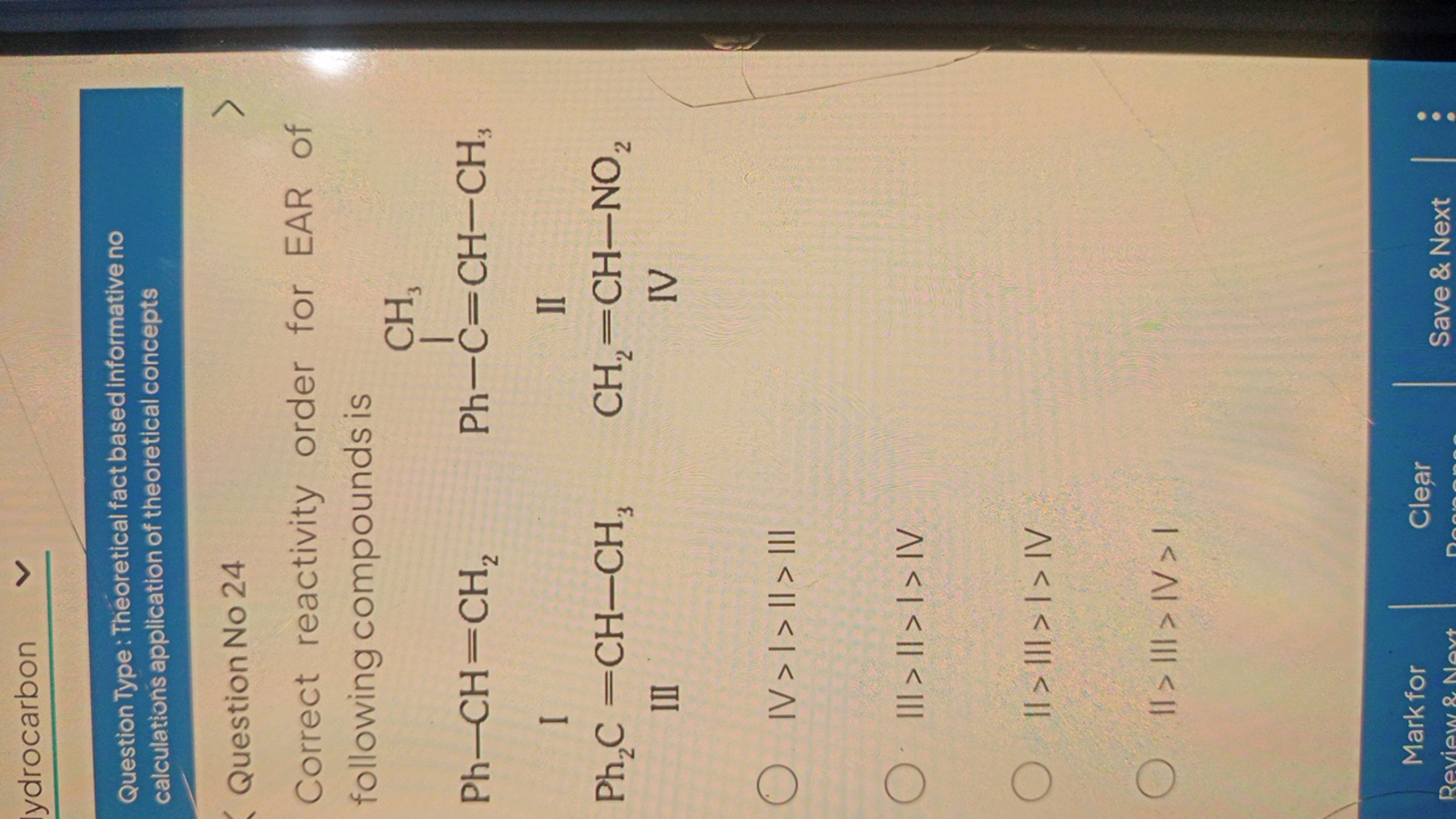 ydrocarbon

Question Type: Theoretical fact based informative no calcu