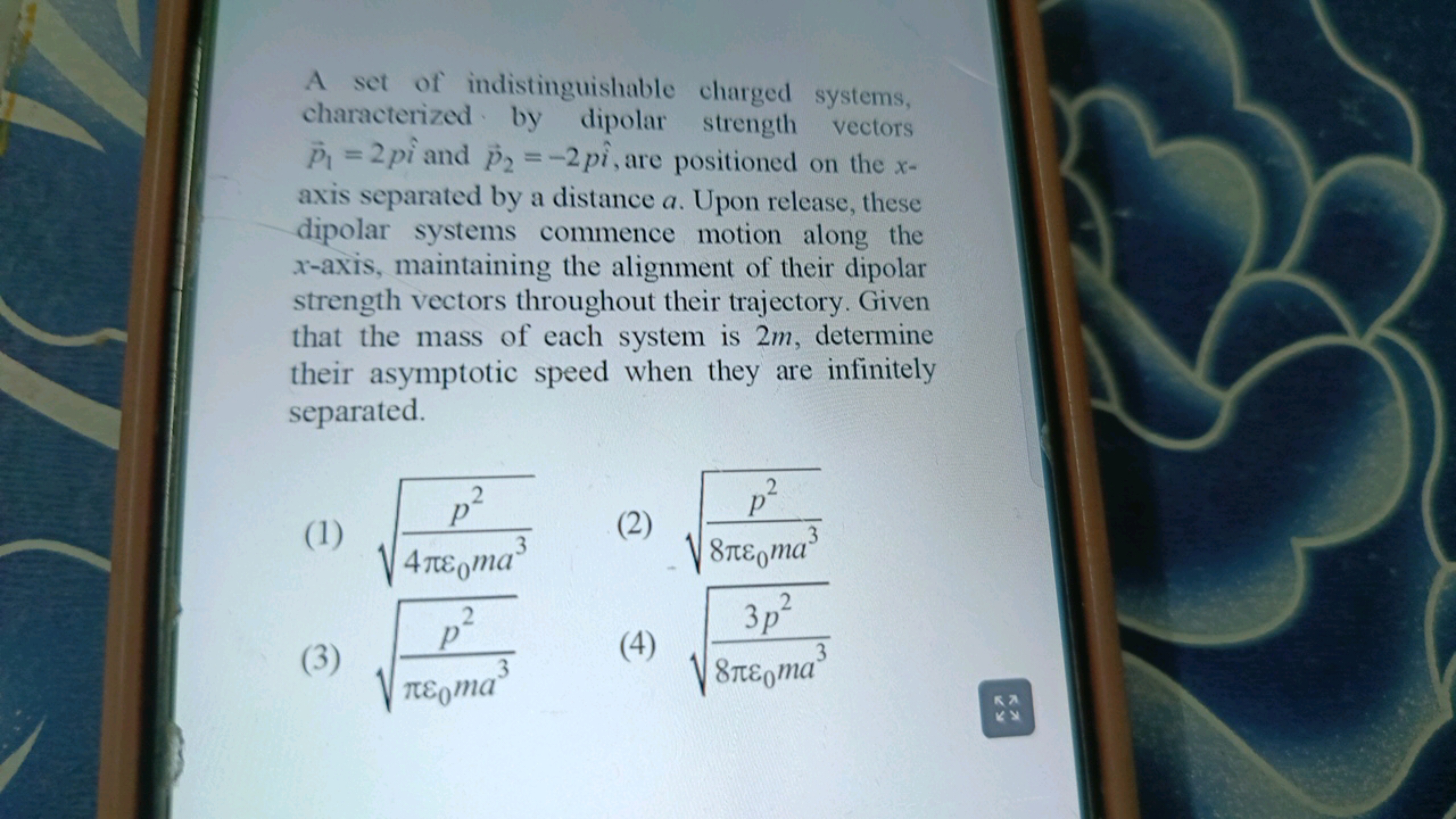 A set of indistinguishable charged systems, characterized by dipolar s