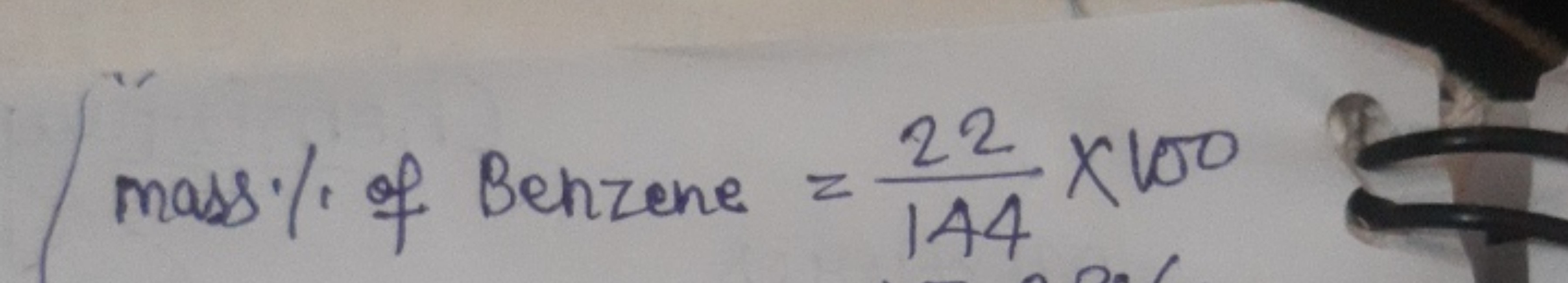 mass % of Benzene =14422​×100