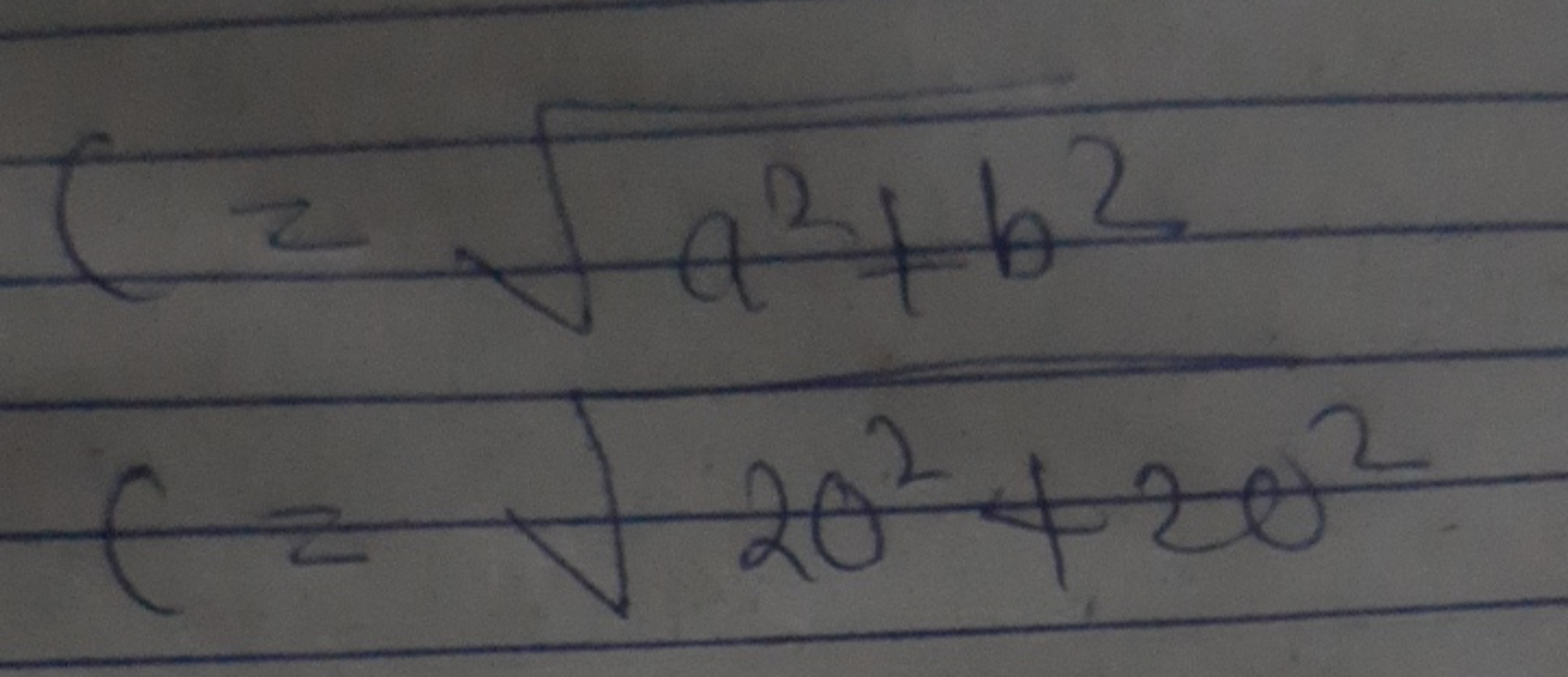 C=a2+b2​C=202+202​​