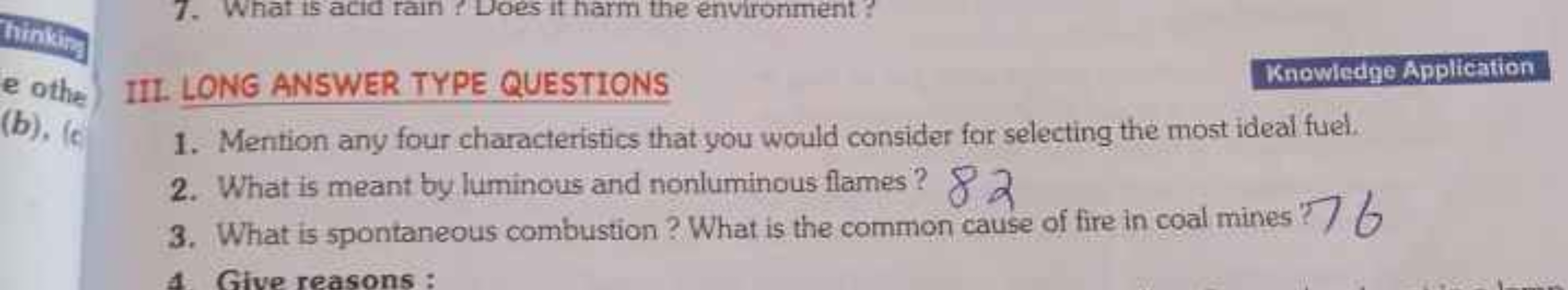 7. What is acid rain ? Does it harm the environment?
e other
III. LONG