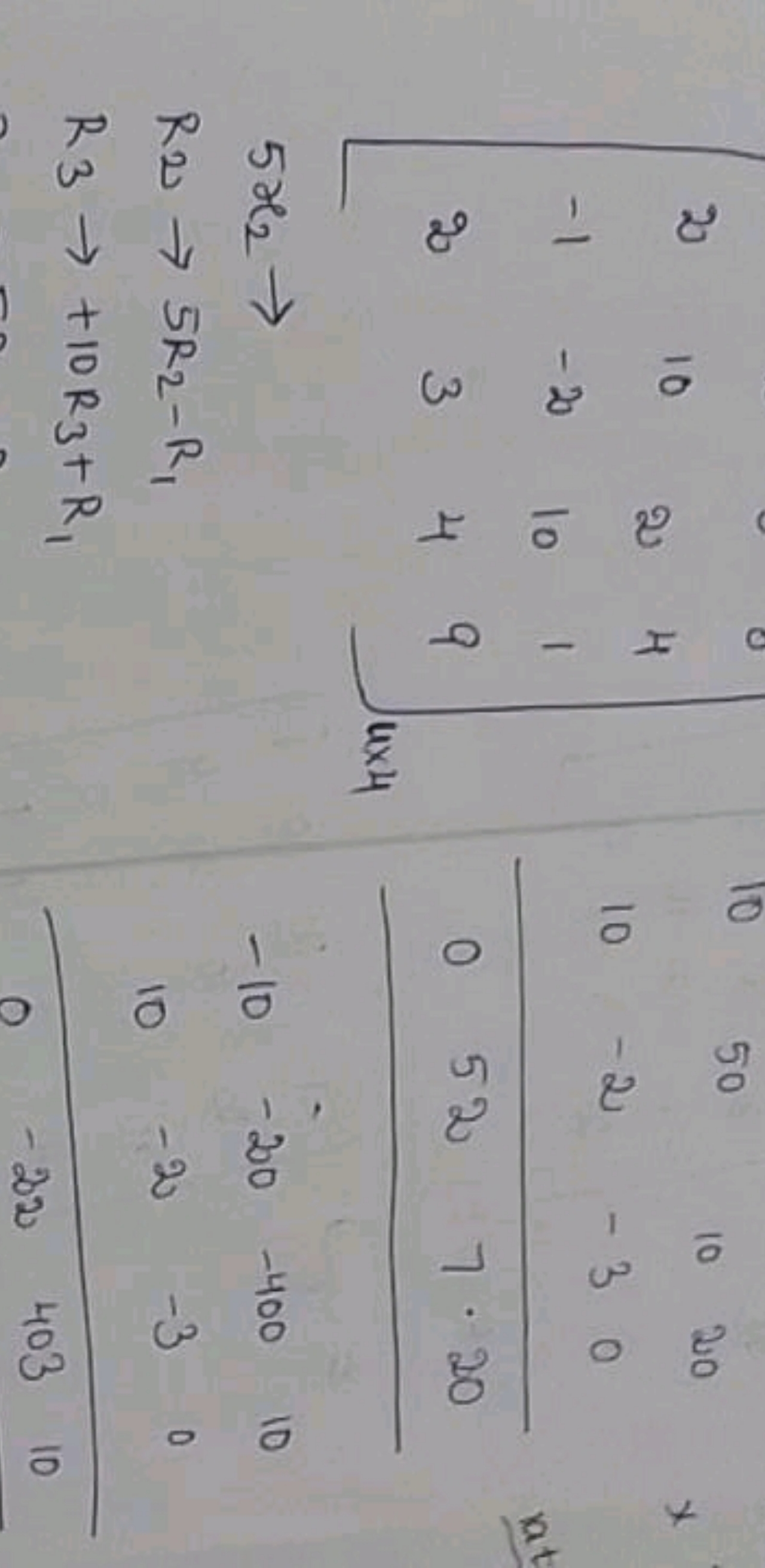 \[
\begin{array} { l } 
{ \left[ \begin{array} { c c c c } 
20 & 10 & 