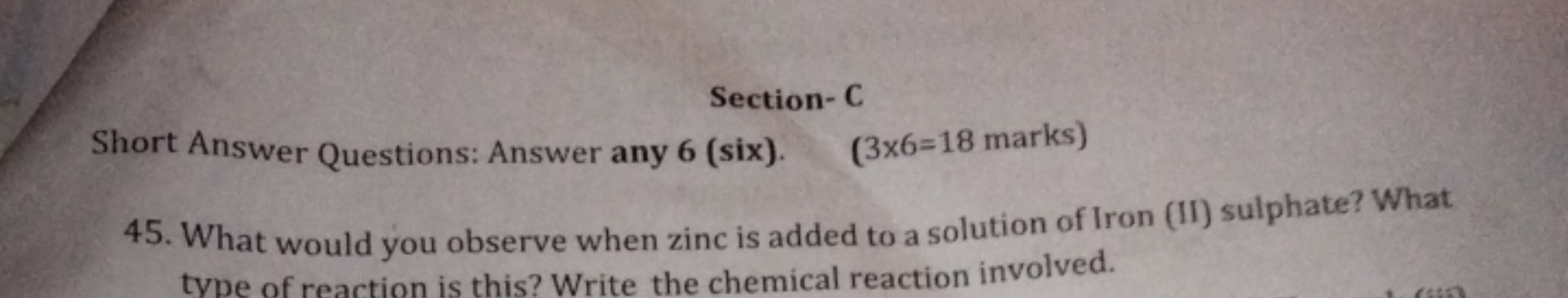 Section- C
Short Answer Questions: Answer any 6 (six).
(3×6=18 marks )