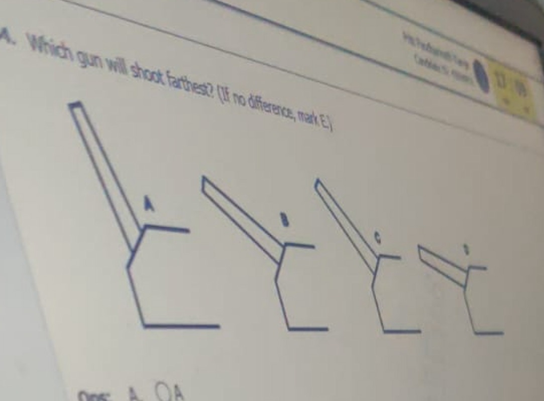 A. Which gun will shoot lathest? (If no diferemes, Teate.)

M4s 4