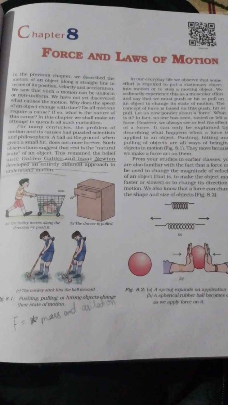 hapter
FORCE AND
LAWs
OF
Motion

In the previous chapter, we described