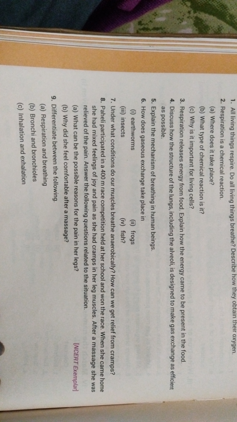 1. All living things respire. Do all living things breathe? Describe h