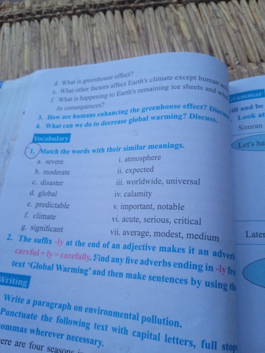 d. What is greenhouse effect?
c. What other factors affect Earth's cli