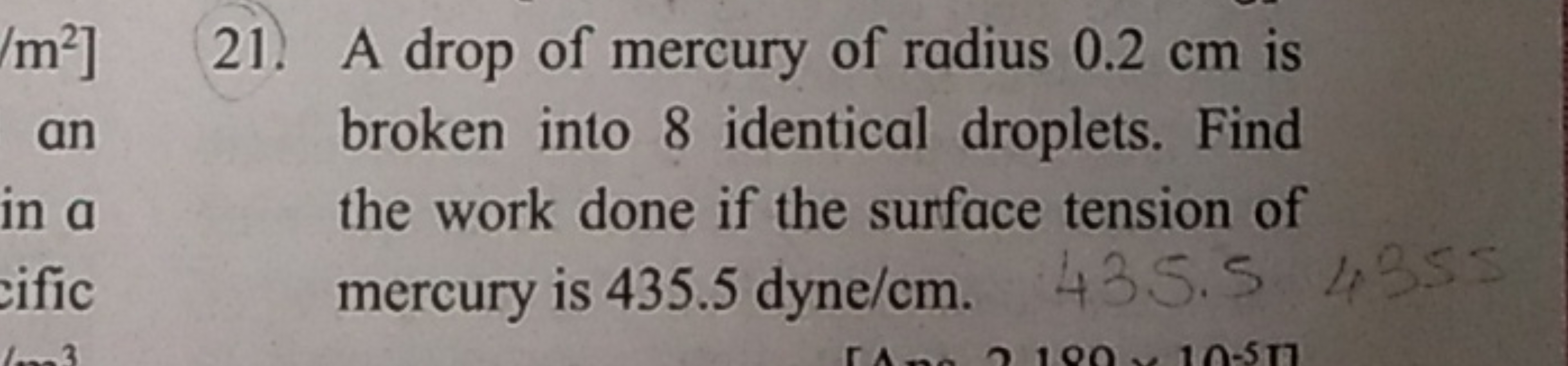 /m²] 21. A drop of mercury of radius 0.2 cm is
an
in a
cific
60223
bro