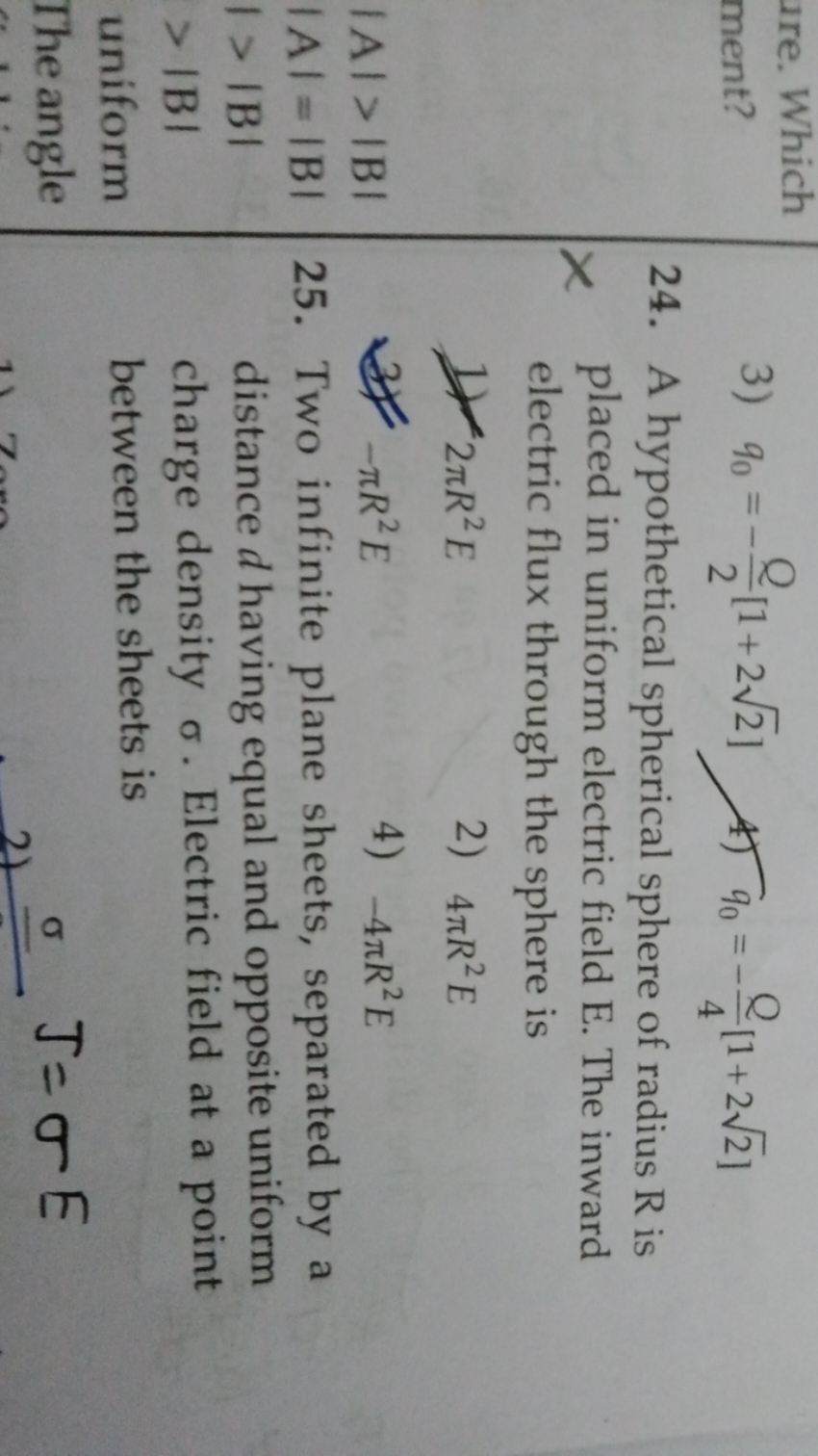 are. Which
ment?
∣A∣>∣B∣
∣A∣=∣B∣
∣>∣B∣
>∣B∣
uniform
The angle
3) q0​=−