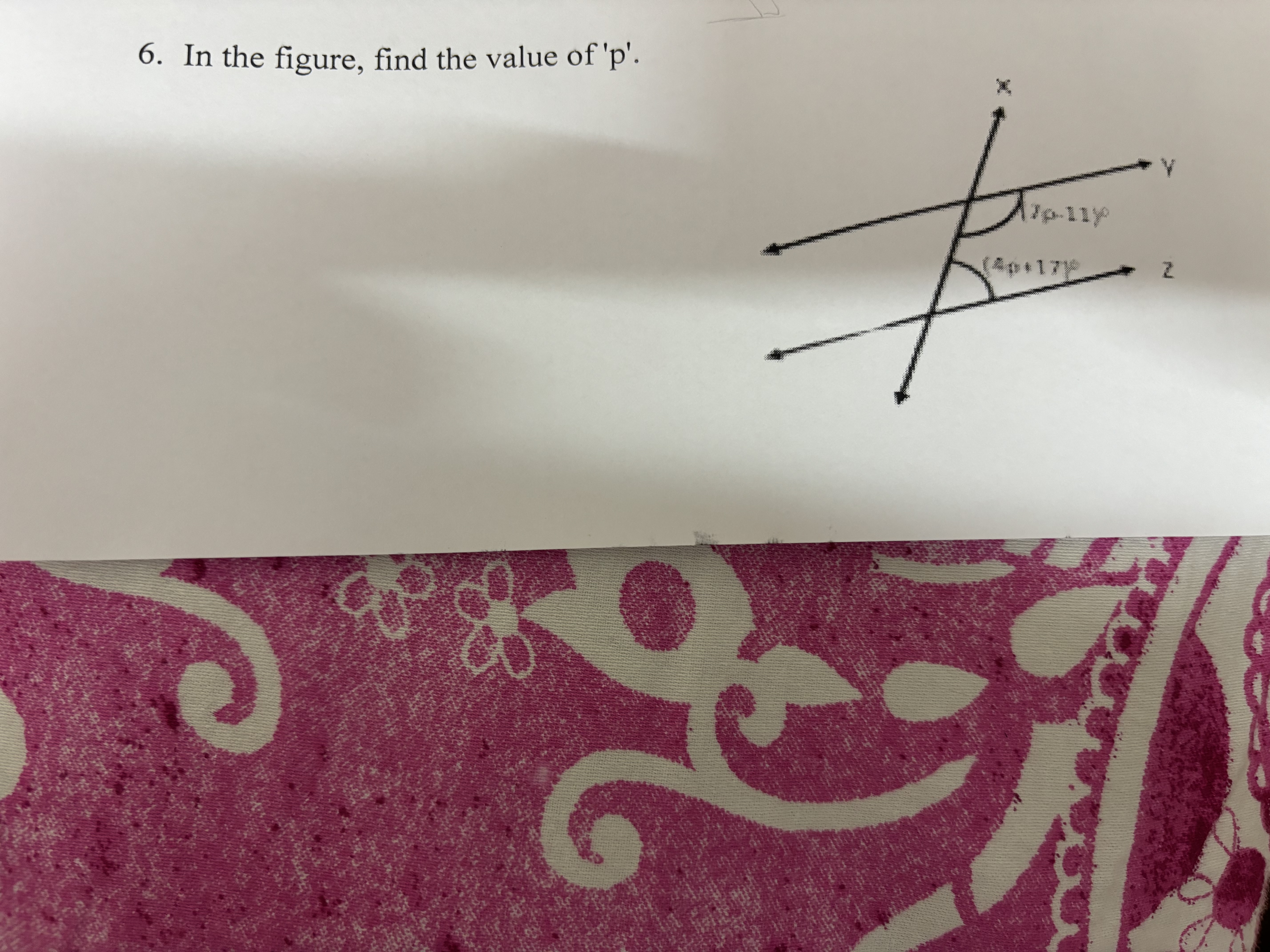 6. In the figure, find the value of ' p '.