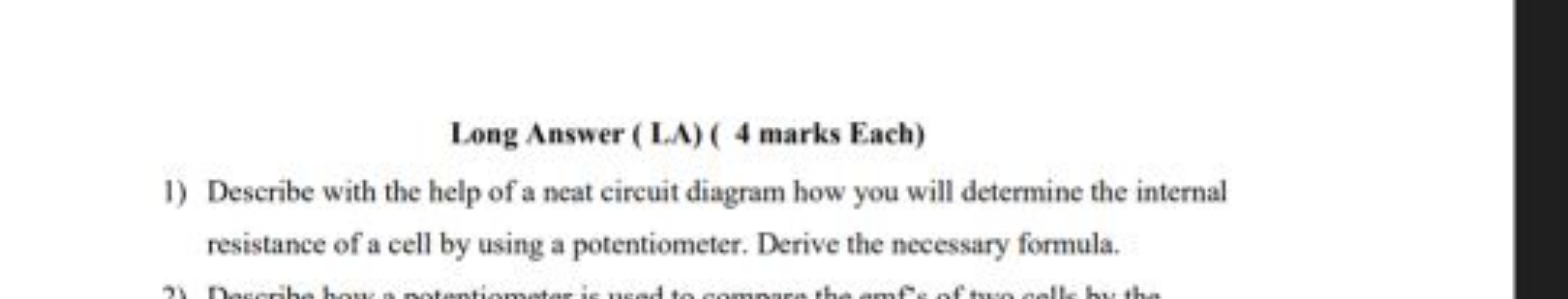 Long Answer ( LA) ( 4 marks Each)
1) Deseribe with the help of a neat 