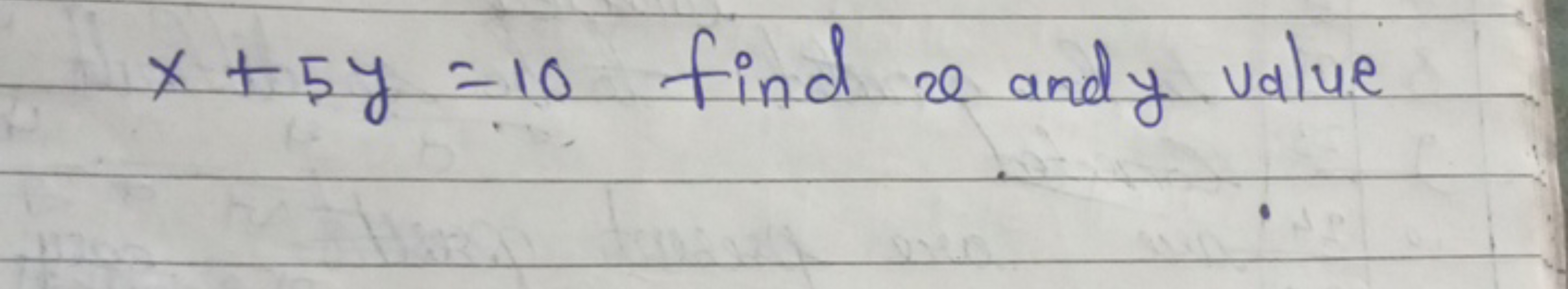 x+5y=10 find x and y value