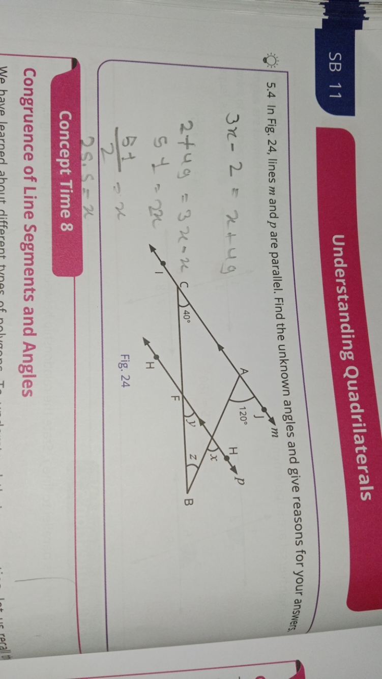 SB 11
Understanding Quadrilaterals
5.4 In Fig. 24, lines m and p are p