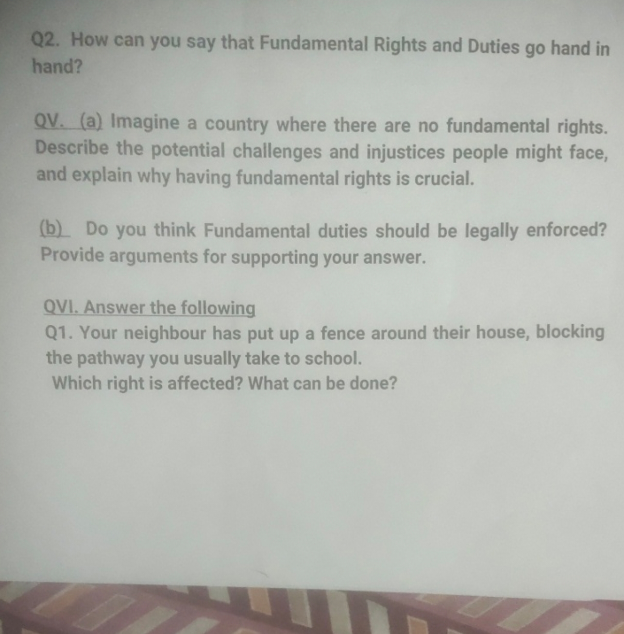 Q2. How can you say that Fundamental Rights and Duties go hand in hand