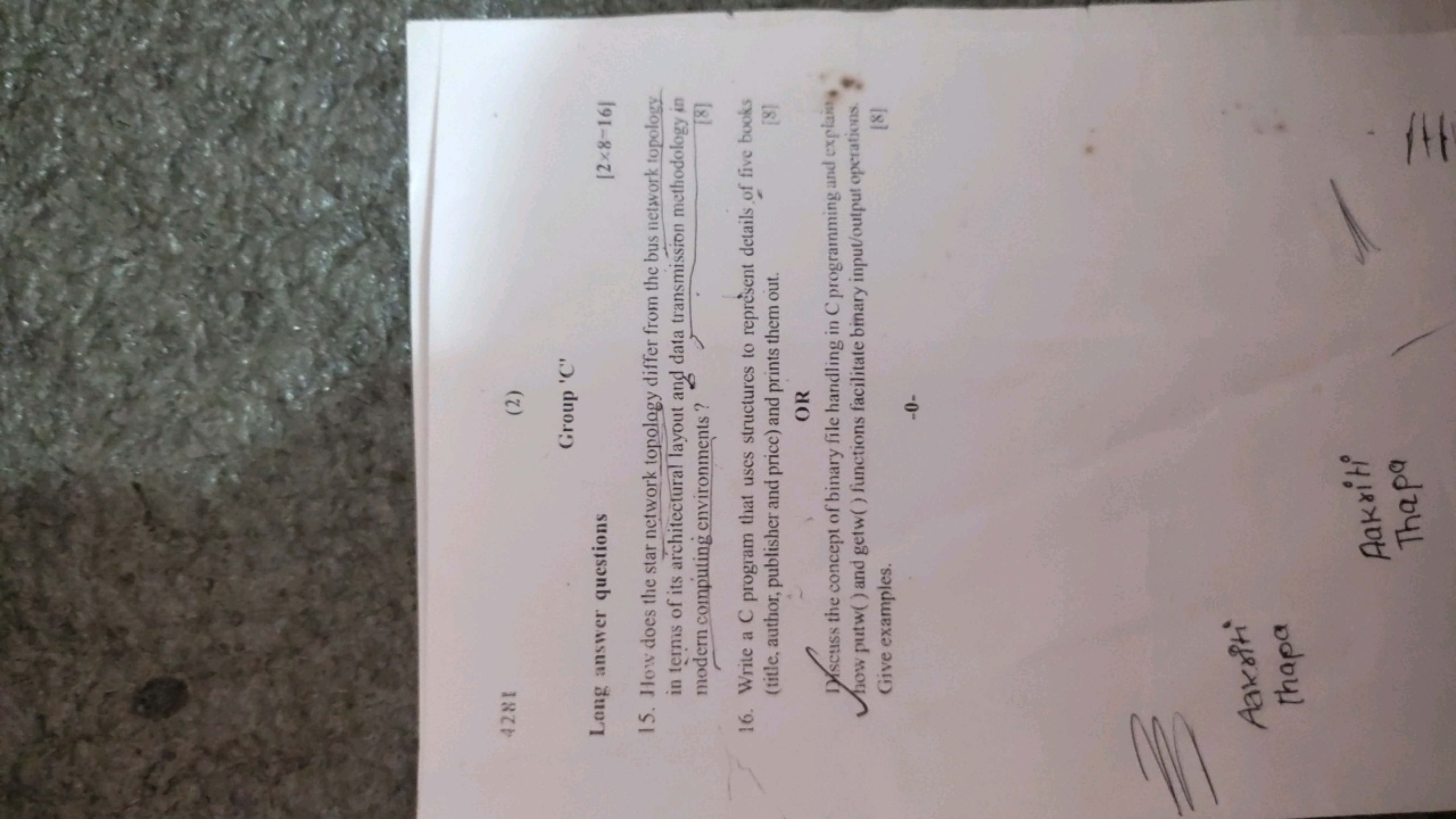 4281
(2)

Group ′C′
Long answer questions
∣2×8−16∣
15. How does the st