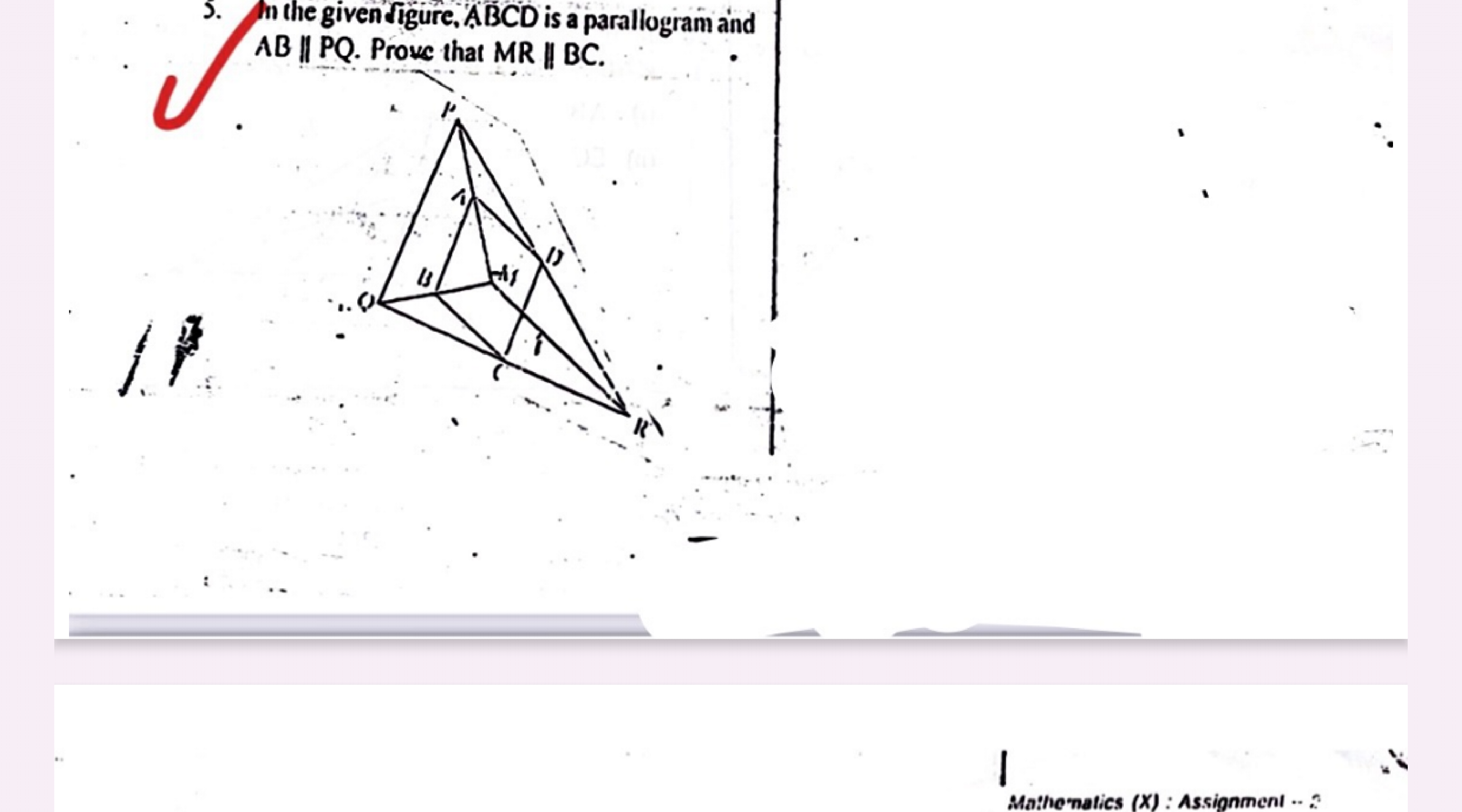 ☐
5. n the given figure, ABCD is a parallogram and
AB | PQ. Prove that