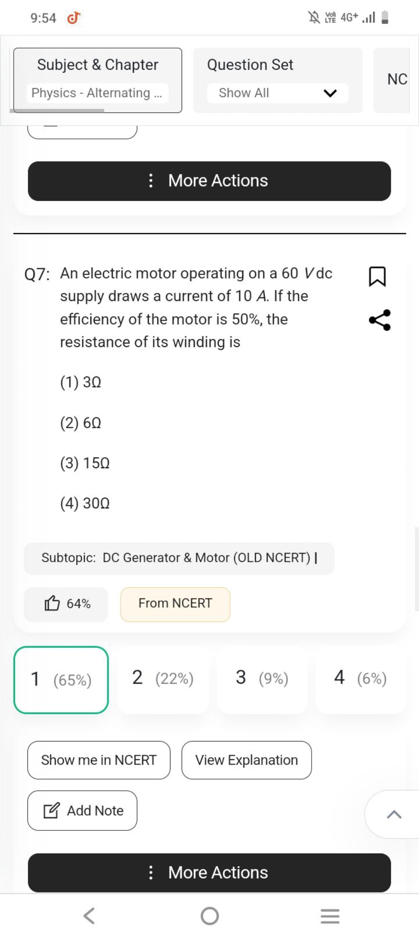 9:54

Subject \& Chapter
Question Set
Physics - Alternating ...
Show A